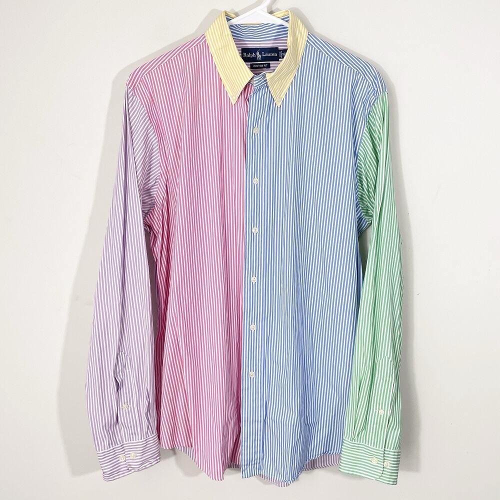 Polo Ralph Lauren Custom Fit Button Down Dress Shirt Size 16.5 Large Multicolor - Picture 3 of 5